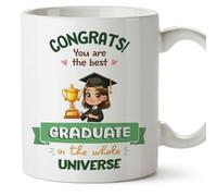 MUGFFINS Graduate Woman Mug - in English - Best in Universe Trophy - Funny Gift for Colleagues - Ceramic 11oz Mug