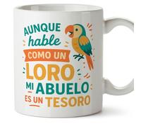 MUGFFINS Grandad Mug Funny with Phrase Aunque hable Como un Loro mi Abuelo ES un Tesoro in Spanish | Grandpa Gifts Birthday Christmas | 330 Ml 11 oz | Abuelitos-2 v2