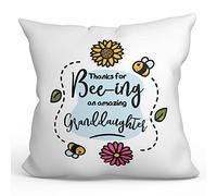 MUGFFINS GRANDDAUGHTER Cushion Padding included - in English - Thanks For Beeing Amazing - Funny gift - Pillow: cover and filling 15.7x15.7 inches