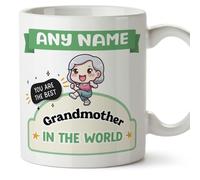 MUGFFINS Grandmother/Grandma Mug - in English - Best in The World - Kawaii - Funny Gift - Ceramic 11oz Mug
