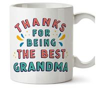 MUGFFINS Grandmother/Grandma Mug - in English - Thanks for Being The Best - Funny Gift for Grandmother's Day - Ceramic 11oz Mug
