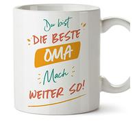 MUGFFINS Grandmother/Grandma Mug - in German - Du bist der Beste, Weiter so! - Funny Gift - Ceramic 11oz Mug