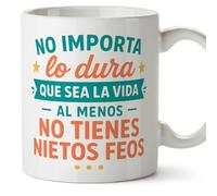MUGFFINS Grandparents Gifts Funny Mug | Grandmas and Grandads Christmas | No importa lo dura que sea la vida al menos no Tienes nietos feos in Spanish | Abuelitos-2 v2