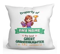 MUGFFINS GREAT GRANDDAUGHTER Cushion Padding included - in English - Property of - Funny gift - Pillow: cover and filling 15.7x15.7 inches