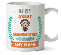 MUGFFINS Great Grandmother/Great Grandma Mug - in English - World's Best - with Doodle - Funny Gift - Ceramic 11oz Mug