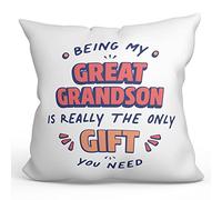 MUGFFINS GREAT GRANDSON Cushion Padding included - in English - I'm the only gift you need - Funny gift - Pillow: cover and filling 15.7x15.7 inches