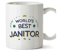 MUGFFINS Janitor Mug - in English - World's Best - Funny Gift for Colleagues - Ceramic 11oz Mug