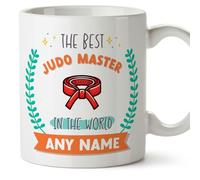 MUGFFINS Judo Master Mug - in English - World's Best - with Doodle - Funny Gift for Colleagues - Ceramic 11oz Mug