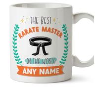 MUGFFINS Karate Master Mug - in English - World's Best - with Doodle - Funny Gift for Colleagues - Ceramic 11oz Mug