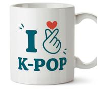 MUGFFINS Kpop Mug with Phrase I Love Kpop in English | Gift idea for Fans | 330 Ml / 11 oz | Microwave & Dishwasher Safe | corea v3
