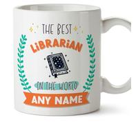 MUGFFINS Librarian Mug - in English - World's Best - with Doodle - Funny Gift for Colleagues - Ceramic 11oz Mug