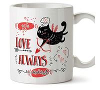 MUGFFINS Love Mug -"Love Always wins" - Anniversary/Valentine's Day Present for Special Friends/Couples - Tea/Coffee Ceramic Cup 11oz