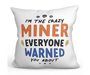 MUGFFINS MINER Cushion Padding included - in English - Everyone warned you about - Funny gift - Pillow: cover and filling 15.7x15.7 inches
