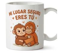 MUGFFINS Monkey Punch Mug with Phrase Mi lugar seguro eres tú in Spanish | Gift for Boyfriend, Girlfriend, Couple, Birthday, Anniversary | Punch v1