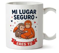 MUGFFINS Monkey Punch Mug with Phrase Mi lugar seguro eres tú in Spanish | Gift for Boyfriend, Girlfriend, Couple, Birthday, Anniversary | Punch v5