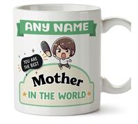 MUGFFINS Mother/Mum Mug - in English - Best in the World - Kawaii - Funny Gift - Ceramic 11oz Mug