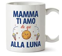 MUGFFINS Mother/Mum Mug - in Italian - Ti amo da qui alla Luna - Funny Gift for Mother's Day - Ceramic 11oz Mug