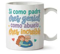 MUGFFINS Mug Grandfather with Phrase Si Como Padre eres Genial Como Abuelo eres increíble in Spanish | Gift for Grandad | 330 Ml / 11 oz | Abuelitos-3 v1