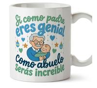 MUGFFINS Mug Grandfather with Phrase Si Como Padre eres Genial Como Abuelo serás increíble in Spanish | Gift for Grandad | 330 Ml / 11 oz | Abuelitos-3 v7