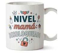 MUGFFINS Mug Mum with Phrase Nivel mamá: desbloqueado in Spanish | 330 ml 11 oz | Unique Gift idea | progenitores v3