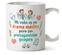 MUGFFINS Mug with Phrase Mi vida ES un Drama médico Pero sin protagonistas guapos in Spanish 330 ml/11 oz | Gift for Doctors Nurses | sanitarios v2