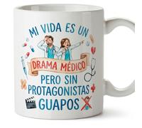 MUGFFINS Mug with Phrase Mi vida ES un Drama médico Pero sin protagonistas guapos in Spanish 330 ml/11 oz | Gift for Doctors Nurses | sanitarios v1