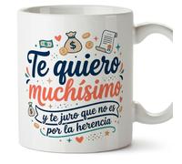 MUGFFINS Mug with Phrase Te juro que no ES por la herencia in Spanish | Mum and dad Funny Gift | Parents Coffee Cup | 330 Ml 11 oz | progenitores v2