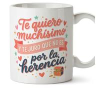 MUGFFINS Mug with Phrase Te juro que no ES por la herencia in Spanish | Mum and dad Funny Gift | Parents Coffee Cup | 330 Ml 11 oz | progenitores v1