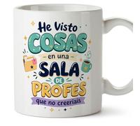 MUGFFINS Mug with Text He Visto cosas en UNA sala de profes que no creeríais in Spanish for Funny Teacher | School Gift | Ceramic 330 Ml/11 oz | Infantil v8