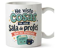 MUGFFINS Mug with Text He Visto cosas en UNA sala de profes que no creeríais in Spanish for Funny Teacher | School Gift | Ceramic 330 Ml/11 oz | Infantil v7