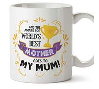 MUGFFINS Mum Mugs -"World's Best Mother Award" (Model 1) - Funny Mothers Day Gifts from Daughters & sons