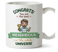 MUGFFINS Neighbour Mug - in English - Best in Universe Trophy - Funny Gift - Ceramic 11oz Mug