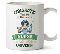 MUGFFINS Nurse Man Mug - in English - Best in Universe Trophy - Funny Gift for Colleagues - Ceramic 11oz Mug