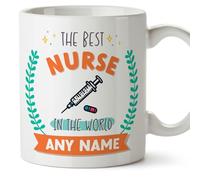 MUGFFINS Nurse Mug - in English - World's Best - with Doodle - Funny Gift for Colleagues - Ceramic 11oz Mug