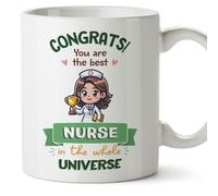MUGFFINS Nurse Woman Mug - in English - Best in Universe Trophy - Funny Gift for Colleagues - Ceramic 11oz Mug