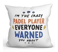 MUGFFINS PADEL PLAYER Cushion Padding included - in English - Everyone warned you about - Funny gift - Pillow: cover and filling 15.7x15.7 inches