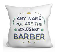 MUGFFINS Personalised Cushion for BARBER Padding included - in English - World's Best - Funny custom gift - Pillow: cover and filling 15.7x15.7 inches