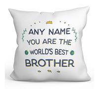 MUGFFINS Personalised Cushion for BROTHER Padding included - in English - World's Best - Funny custom gift - Pillow: cover and filling 15.7x15.7 inches