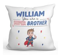 MUGFFINS Personalised Cushion for BROTHER Padding included - in English - You are Super! - Funny custom gift - Pillow: cover and filling 15.7x15.7 inches