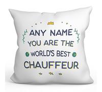 MUGFFINS Personalised Cushion for CHAUFFEUR Padding included - in English - World's Best - Funny custom gift - Pillow: cover and filling 15.7x15.7 inches