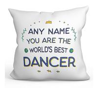 MUGFFINS Personalised Cushion for DANCER Padding included - in English - World's Best - Funny custom gift - Pillow: cover and filling 15.7x15.7 inches
