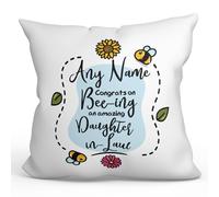 MUGFFINS Personalised Cushion for DAUGHTER IN LAW Padding included - in English - Thanks For Beeing - Funny custom gift - Pillow: cover and filling 15.7x15.7 inches