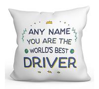 MUGFFINS Personalised Cushion for DRIVER Padding included - in English - World's Best - Funny custom gift - Pillow: cover and filling 15.7x15.7 inches