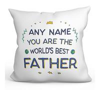 MUGFFINS Personalised Cushion for FATHER/DAD Padding included - in English - World's Best - Funny custom gift - Pillow: cover and filling 15.7x15.7 inches