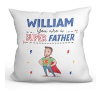MUGFFINS Personalised Cushion for FATHER/DAD Padding included - in English - You are Super! - Funny custom gift - Pillow: cover and filling 15.7x15.7 inches