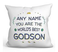 MUGFFINS Personalised Cushion for GODSON Padding included - in English - World's Best - Funny custom gift - Pillow: cover and filling 15.7x15.7 inches