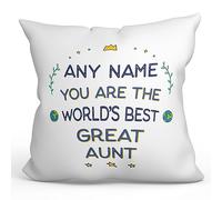 MUGFFINS Personalised Cushion for GREAT AUNT Padding included - in English - World's Best - Funny custom gift - Pillow: cover and filling 15.7x15.7 inches