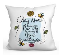 MUGFFINS Personalised Cushion for GREAT GRANDDAUGHTER Padding included - in English - Thanks For Beeing - Funny custom gift - Pillow: cover and filling 15.7x15.7 inches
