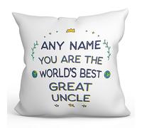 MUGFFINS Personalised Cushion for GREAT UNCLE Padding included - in English - World's Best - Funny custom gift - Pillow: cover and filling 15.7x15.7 inches