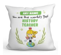 MUGFFINS Personalised Cushion for HISTORY TEACHER woman Padding included - in English - You are World's Best - Funny custom gift - Pillow: cover and filling 15.7x15.7 inches